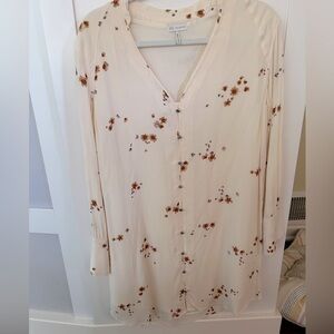 Women’s shirt dress, long sleeve, lined, cream.